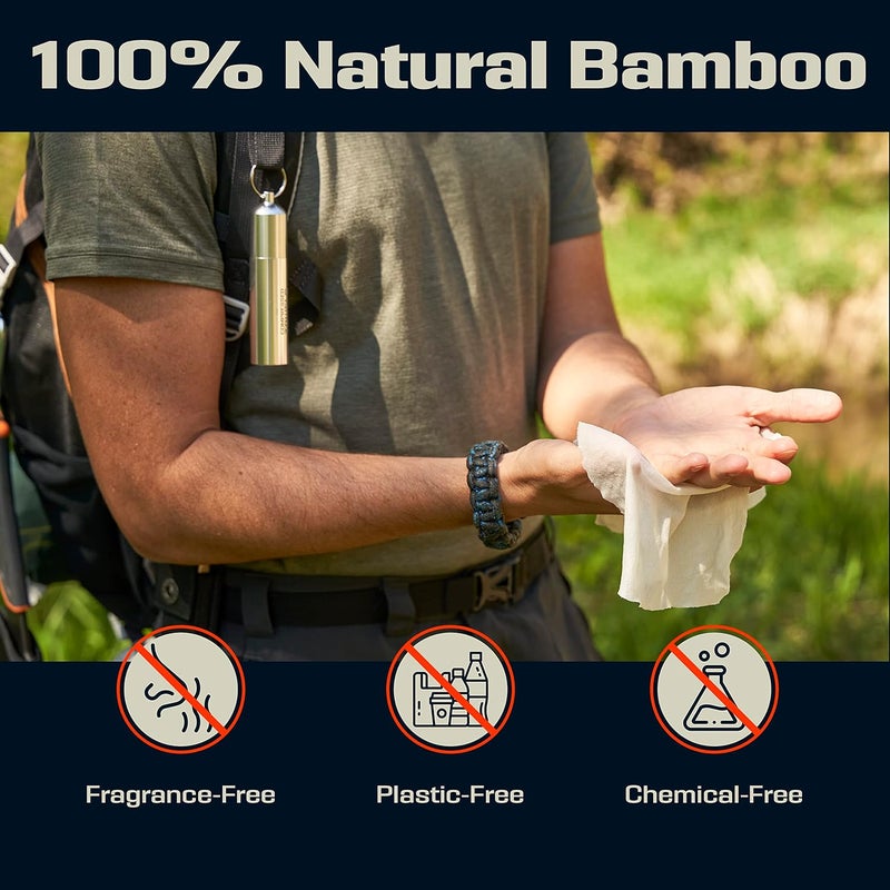 PREPARED4X Compressed Towel Tablets - 100% Bamboo Camping Toilet Paper Tablets, Great for Hiking, Travel and Backpacking - Disposable Washcloths, Body Wipes, Paper Towel Coin Tissue - 100/250/500 Pack - Image 5
